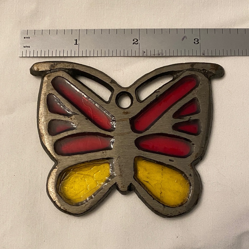 Vintage Butterfly Suncatcher - Colored Acrylic in Real Metal Frame